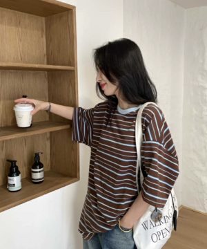 配色條紋tee