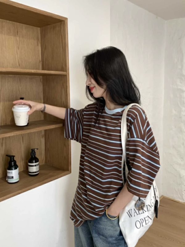 配色條紋tee