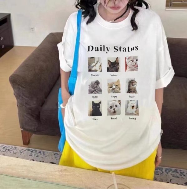 九宮格喵喵寬鬆tee