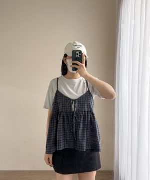 質感格紋綁帶背心 / 2色