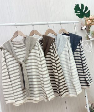 配披肩橫條毛衣 / 4色