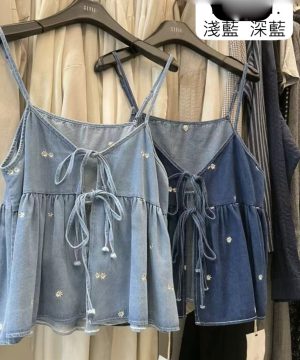 綁帶牛仔背心